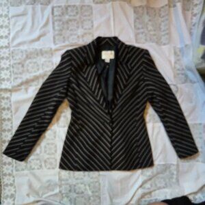 Oscar by Oscar de la Renta Silk Black Blazer w/ stripes Women’s Size 4